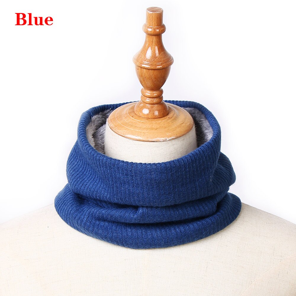 1 PC Bonito Algodão Bebê Inverno Neck Warmer Anel Scarf Crianças Meninas Meninos De Malha De Lã O-Lenços Cor Sólida crianças Quente Baixada: Azul