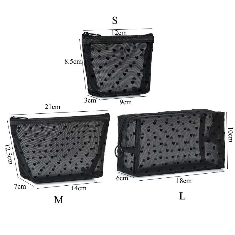 1pc Frauen Reisen Kosmetik Tasche transparent Gittergewebe machen-hoch fallen Organizer Lagerung Beutel lässig Reißverschluss machen-hoch Kulturbeutel Waschen Taschen: M / Beige