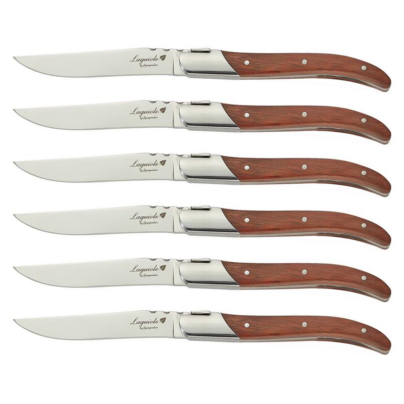 Coltelli da bistecca stile Laguiole da 8.25 ''coltelli da pranzo in legno di rosa posate giapponesi set di stoviglie in legno ristorante di natale 2/4/6/8/10pcs