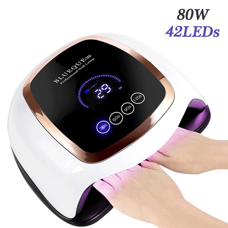 Krachtige Uv Led Lamp Voor Nagels Gel Droger 80W Lamp Voor Drogen Nagels Uv Gel Vernis Met Sensor Lcd display Lamp Voor Manicure: Default Title