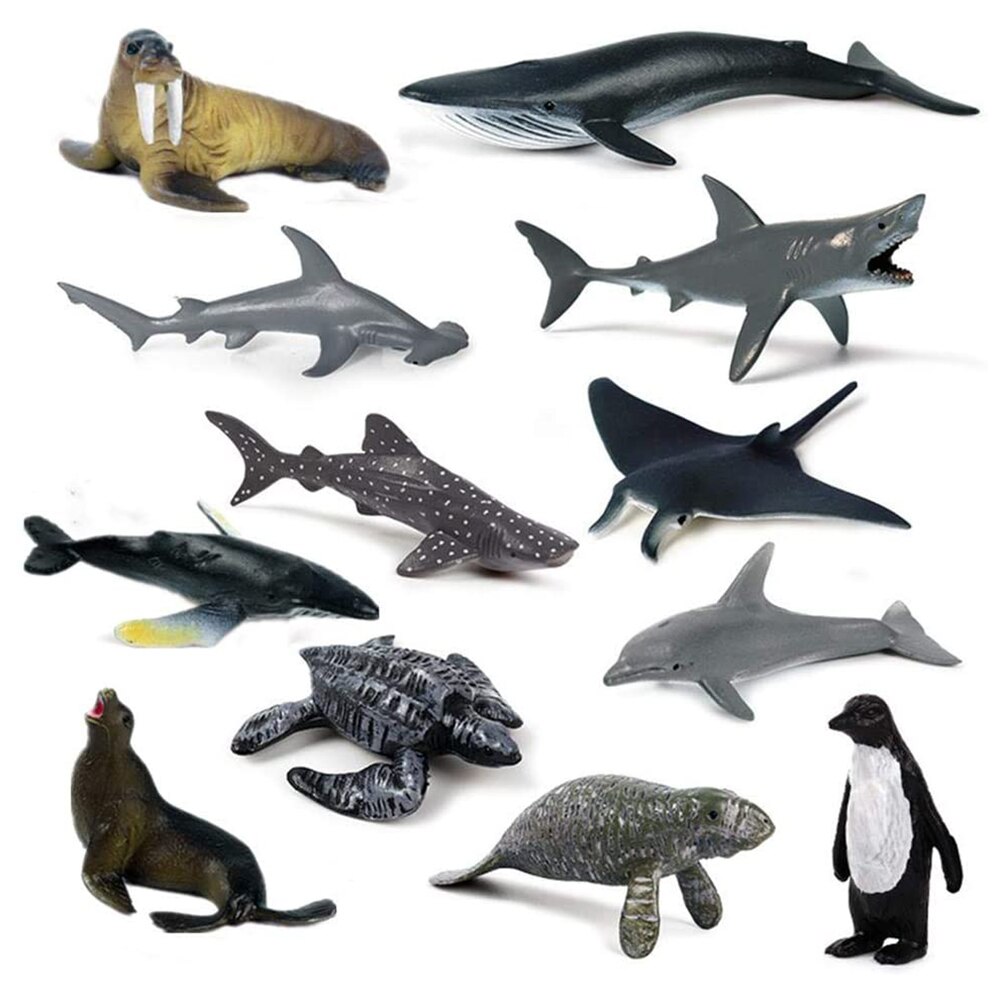 12 pieces/lot of simulation solid marine life toy animal plastic ocean bath toy model children's educational toy: 12 pcs