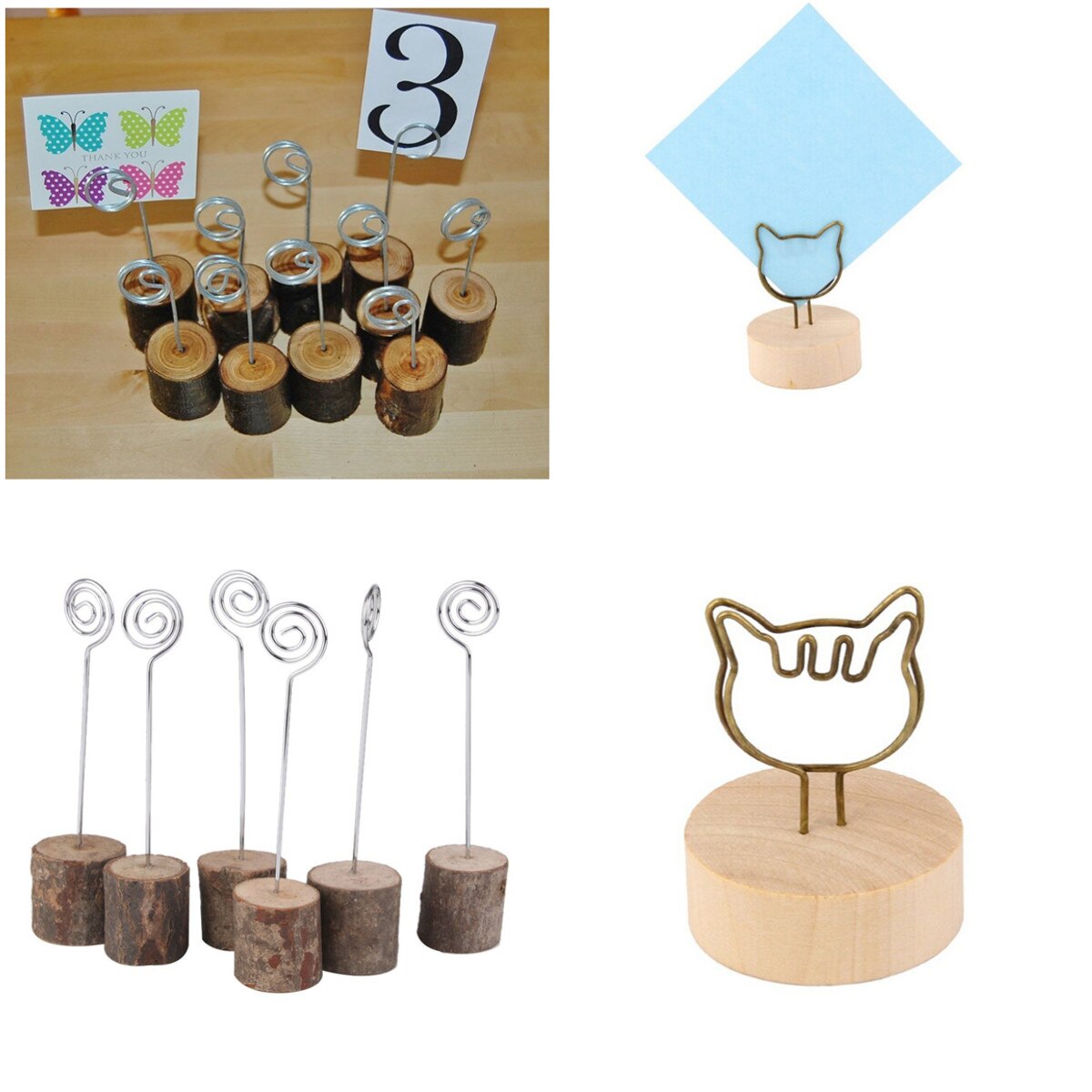 Trebase memo fotoholder kort papir notatklips bryllup stedsnavn kortholder katt form