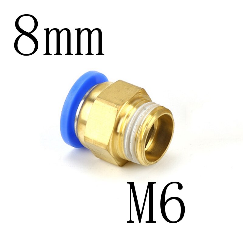 8mm Tube To M5 M6 M8 M10 M12 M14 M16 M20 Male Thread Straight One Touch Air Pneumatic Push In Pipe Fitting Quick Connector: PC8-M6