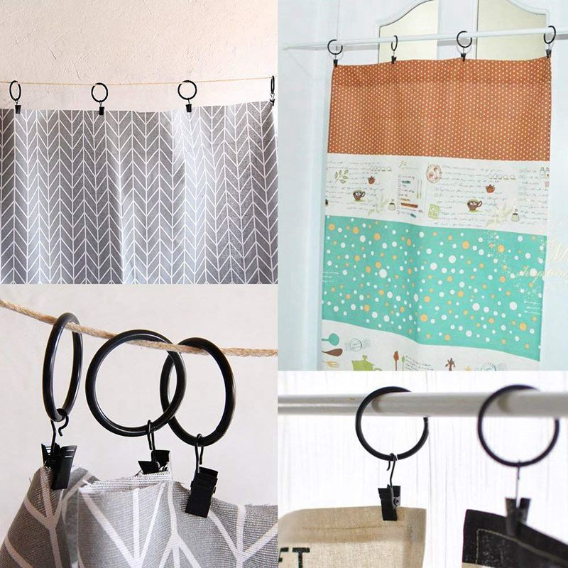 120- pack clips krok set gardinklämmor för gardin, foton, heminredning, konsthantverk, svart (hänger eller klämmer nästan var som helst)