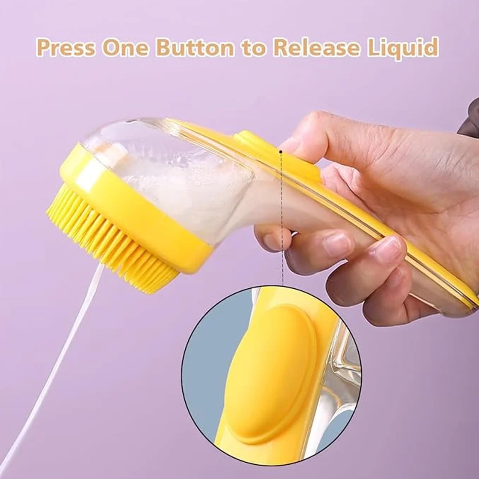 Brosse de bain en silicone souple pour animaux de compagnie avec long manche, distributeur de shampoing, massage doux pour le toilettage, les livres, la fourrure et les cheveux, 1PC