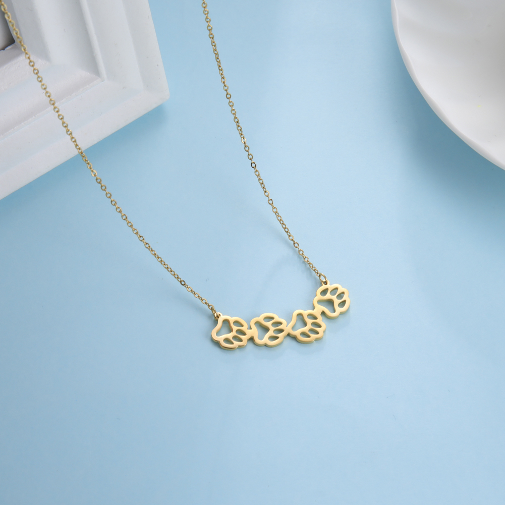 Skyrim 2025 tendencia hueco Animal perro gato oso patas colgante collar para mujeres de acero inoxidable lindo gargantilla collar joyería