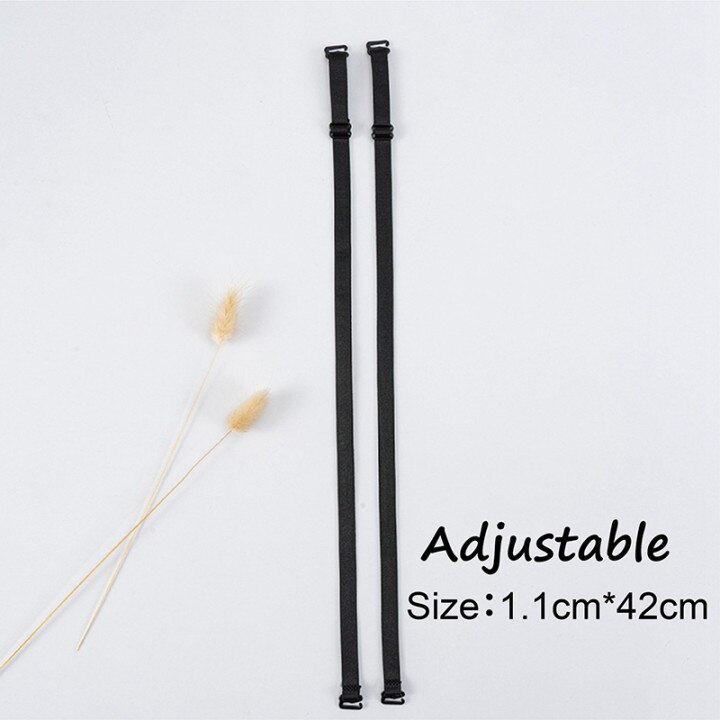 1Pair 1.1cm Width Women Slip Resistant Bra Straps Women Double Shoulder Elastic Brassiere Lady Bra Strap Accessories Lingerie: Black