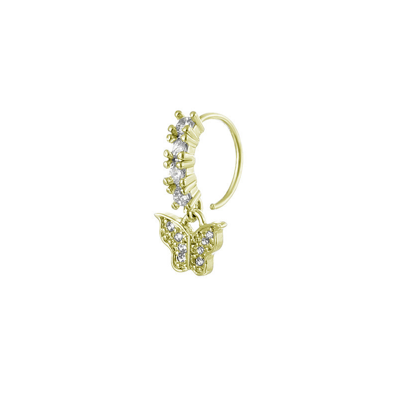1 Uds. De aro de cristal CZ para tabique, Clickers, anillo para la nariz, Piercing para cartílago, pendiente de hélice, joyería para el trago, aros Daith, pendientes de lóbulo Rook: Chapado en platino