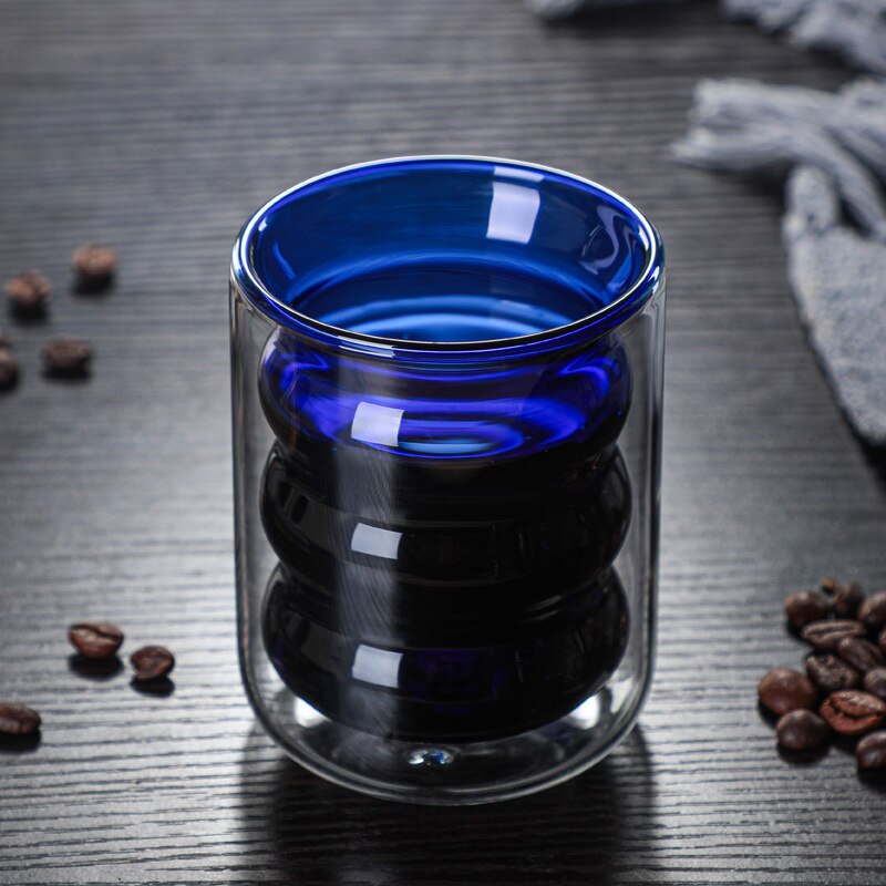 200ml farget glass kaffekopp flerbruks dobbeltlags isolert vinglass whisky vodka bar smakekopp