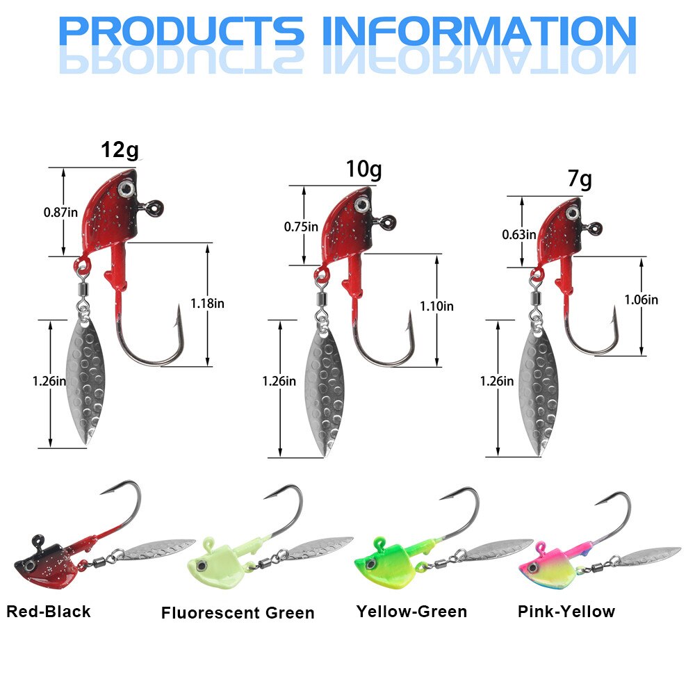 16 st bly jigg huvud fiske krokar trolling spinner blad mask bete jigg krok 3d fisk ögon öring bas fiske rig 7g 10g 12g