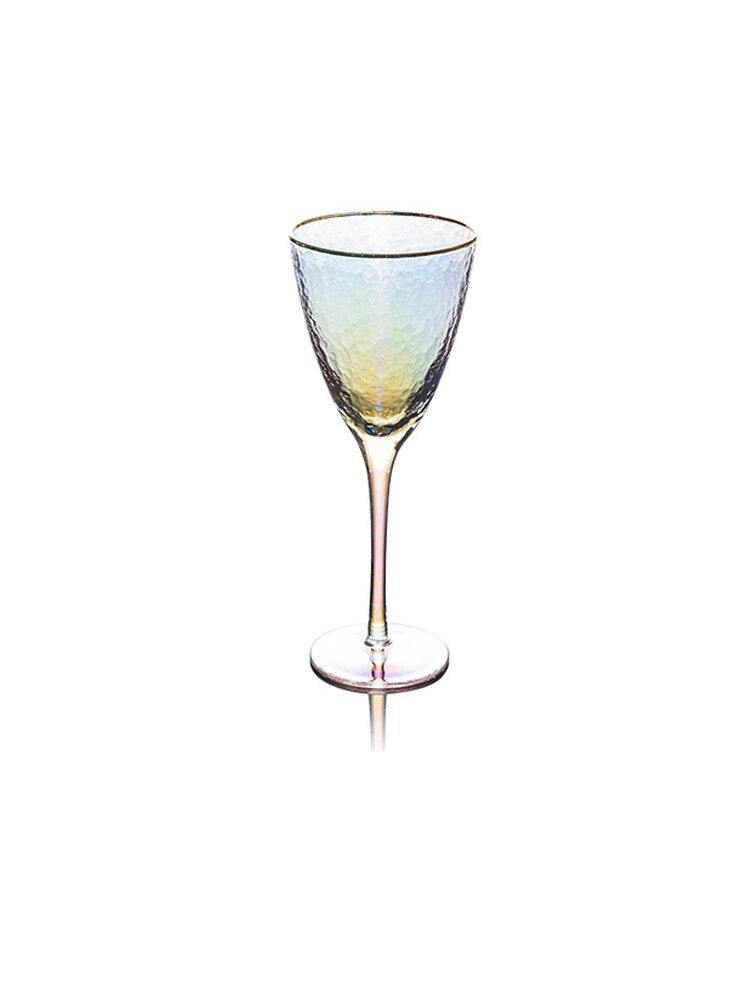 Hammer texture gold-rimmed wine glass crystal champagne glasses goblet cocktail cup kitchen dining bar glassware Drinkware