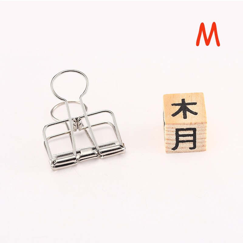 1 PCS Novelty Solid Color Hollow Out Metal Binder Clips S M L Notes Letter Paper Clips Marking Office Stationery Supplies: M Silver