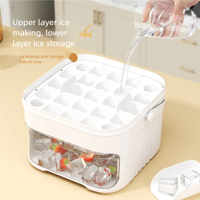 50- rists ismaskin, ny stor kapasitet - husholdningsmatkvalitets plast, dobbeltlags isoppbevaringsfat, isballformverktøysett