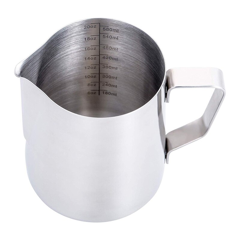 20 oz /600 ml roestvrijstalen melkopschuimkan - maatverdeling binnenin plus perfect voor espressomachines, melkopschuimers, latte