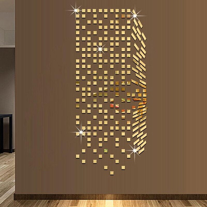 3D Acryl Spiegel Muursticker DIY Creatieve Mozaïek Muursticker Woonkamer Slaapkamer Muur Milieuvriendelijke Muursticker: Goud
