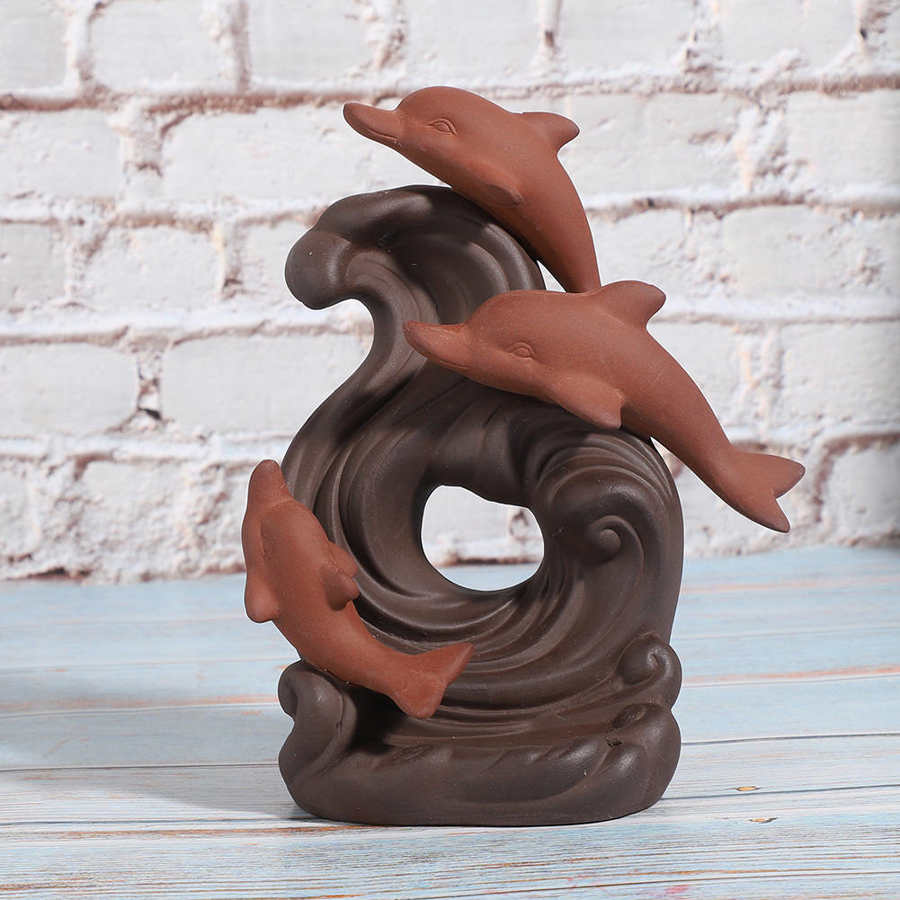 Cuencos tibetanos hechos a mano, Delfín, quemador de incienso de reflujo, cascada, soporte de incienso, ornamento de aromaterapia, cuenco para cantar tibetano