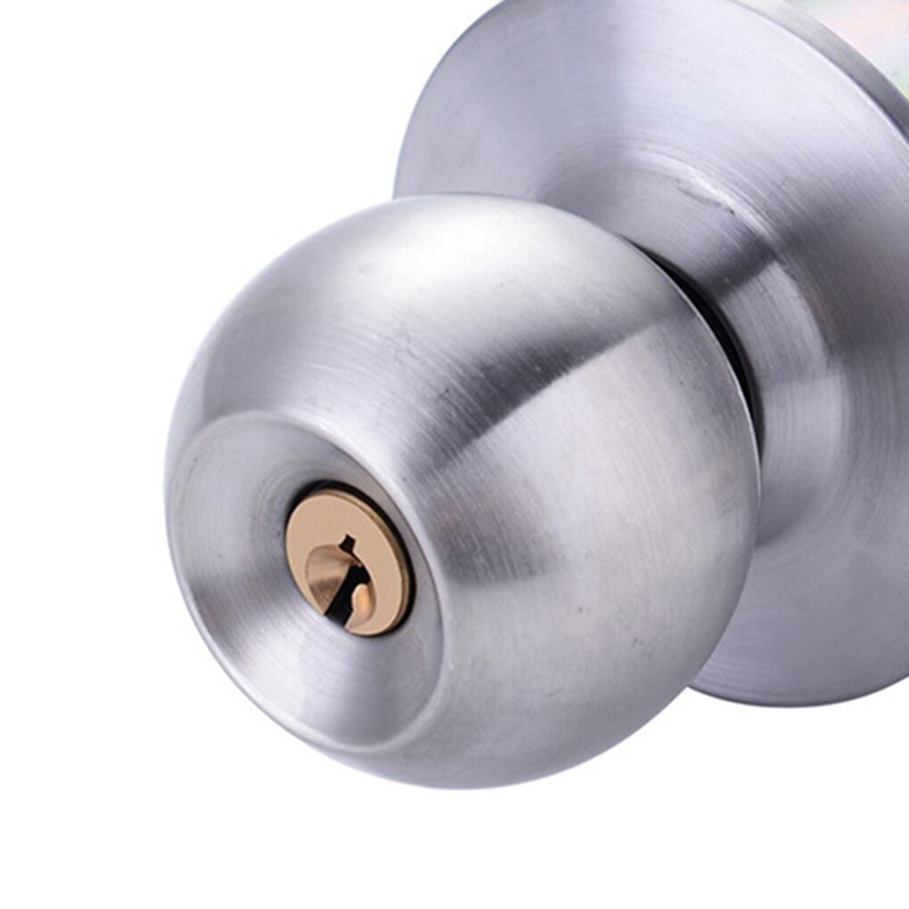 Round Door Handle Knobs Lock Stainless Steel Bedroom Living Room Bathroom Entrance Door Lock with Key