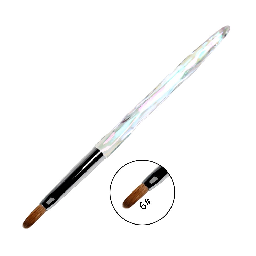 ANGNYA 12 #14 # Acryl Nagel Pinsel Gewellt Kolinsky Zobel Nagel Kunst UV Gel Baumeister Manikübetreffend Pinsel Flache Runde diamant Gradienten Griff: Größe 6