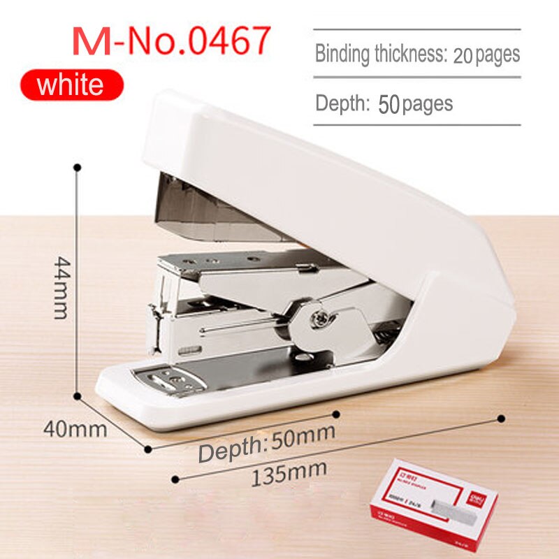 Deli Power-Saving Stapler Office Supplies Student Special Small/Medium/Large stapler standard multi-function practical stapler: M - NO.0467 white