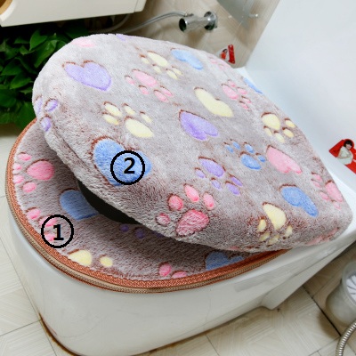 Ensemble de housse de siège de toilette en velours, épais, doux, couleur arc-en-ciel, fermeture éclair, housse de pot de toilette chaude et imperméable SWZ030: coffee 2 pieces set