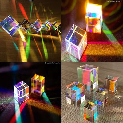 Instrumento de experimento óptico PRISMA, seis lados, luz brillante, combinado, Prisma, viga de vitral, División de prisma