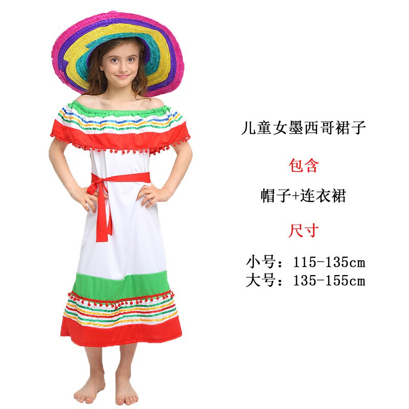 Men's Halloween Mexican Cloak Mexico Costume Mexican Fancy Dress Cape Party Costume for Party Mexico Costumes Cosplay: Girl S