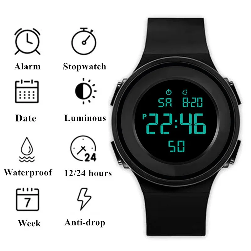 Leuchtende Uhren Herren Elektronische Uhr Militäruhren Wasserdicht Schwimmen Outdoor Sport Armbanduhr Silikon Stunden Uhren