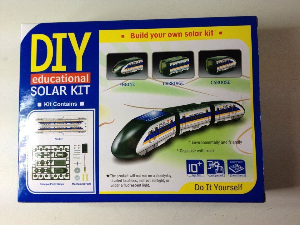 3D DIY Solar Powered Trein Speelgoed Zonne-energie Hogesnelheidstrein Model Educatief Wetenschap Speelgoed Studenten Experimentele Speelgoed: box