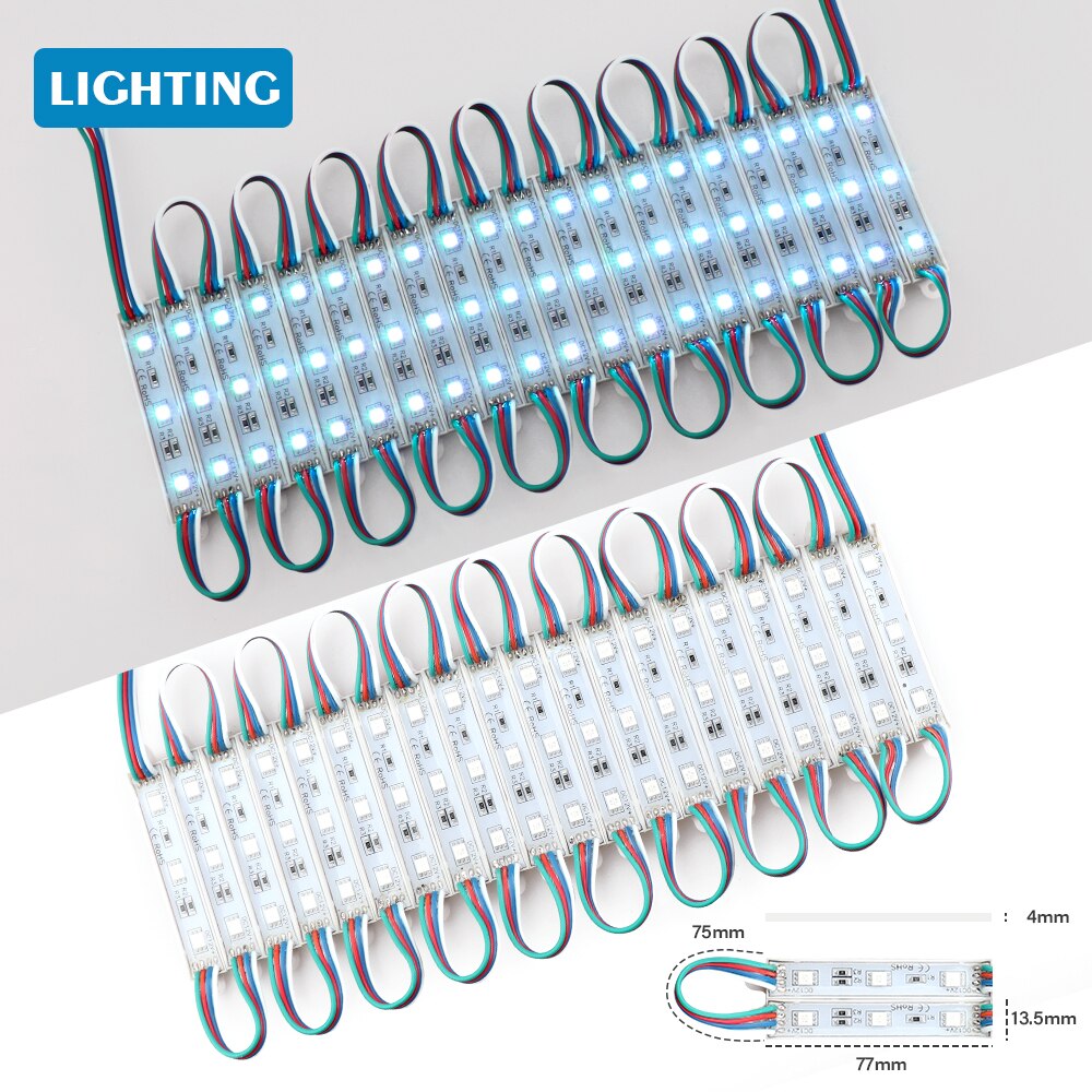 20 teile/los LED RGB 5050 3 LED Modul 12V Wasserdicht RGB Farbe veränderbar led-module beleuchtung, 3Leds 5050 led-module