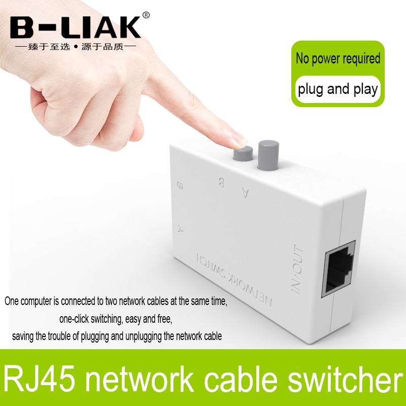 B-LIAK Mini 2 Port RJ45 RJ-45 Network Switch Ethernet Network Box Switcher Dual 2 Way Port Manual Sharing Switch Adapter HUB