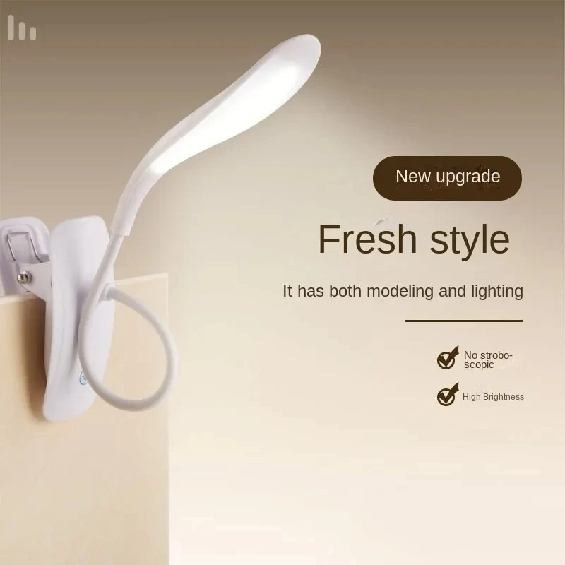 USB Charging Duckbill Desk Lamp with Three Touch Dimming Levels LED Eye Protection for Bedroom Bedside Learning Clip Book Lamp