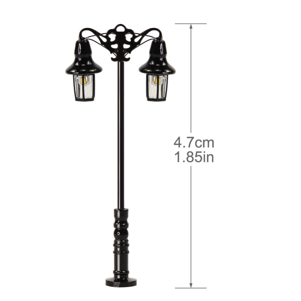 5pcs N Scale Lamp Post Double Heads 47mm 1:150 Street Lights Model Railway Train LEDs Miniature LQS76N