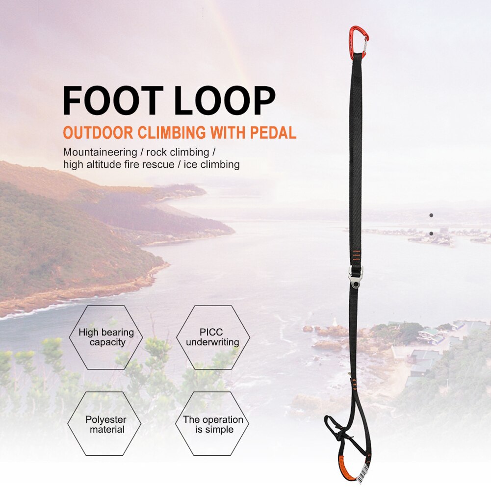 Adjustable Climbing Ascender Strap Rock Rope Foot Pedals Belt Outdoor Mountain Hiking Aerial Work RESCUE Equipment