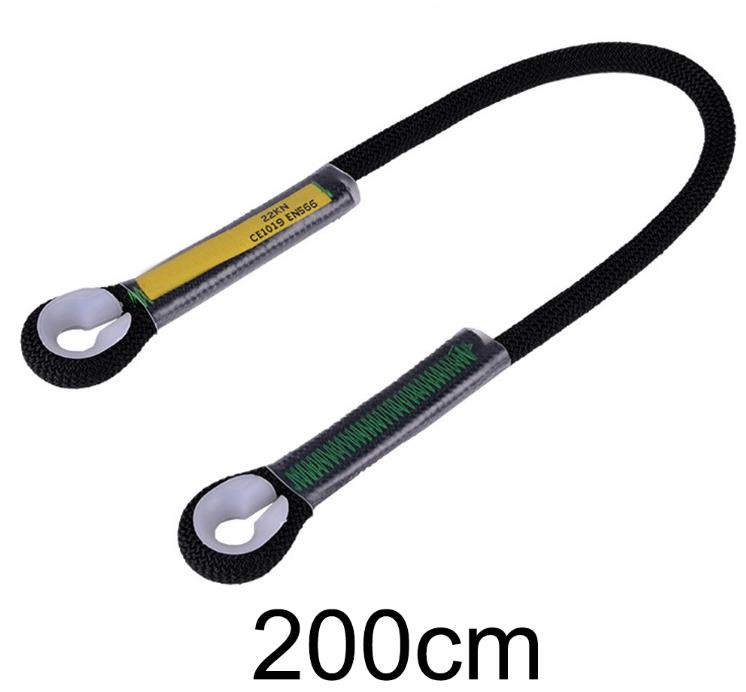 Cuerda de escalada en roca al aire libre, cuerda precosida de ojo a ojo, resistente al calor, enganche de fricción: black 200cm