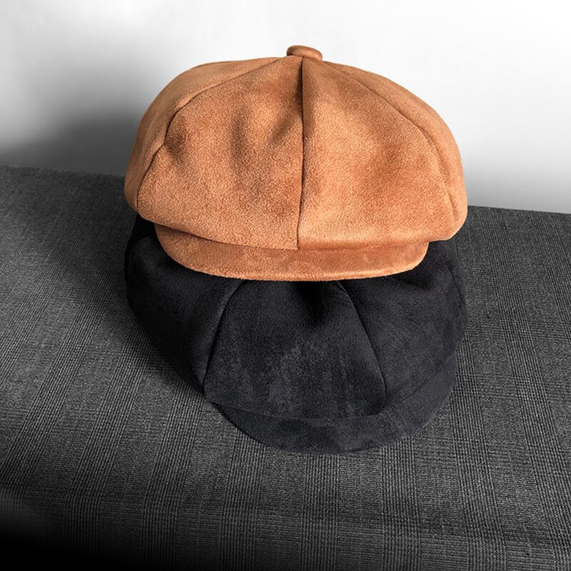 Top grade ruskind retro nyhedsdreng hætter herre overdimensioneret hovedomkreds flade hætter kvinder british gatsby cap efterår vinter hat blm 223