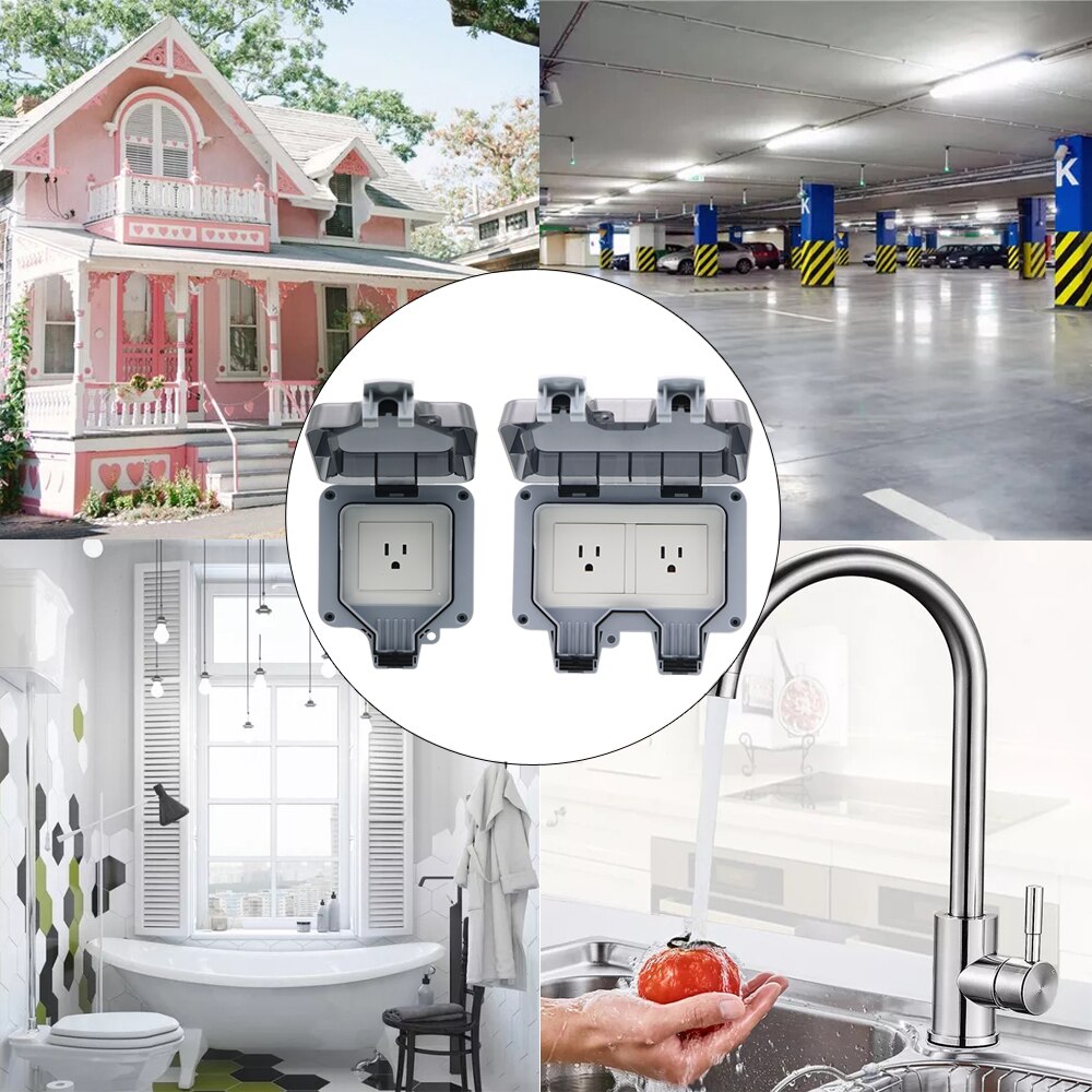 1pc Americ US Standard IP66 15A AC250V Weatherproof Waterproof Outdoor Wall Power Socket Box Electrical Outlet for Charging Pile