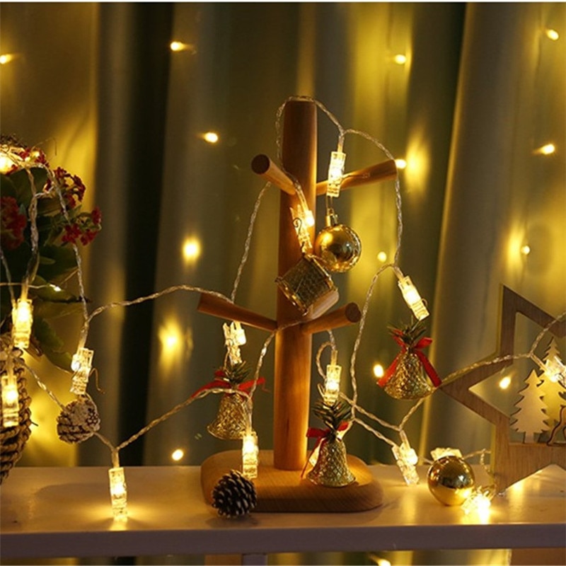 Pegs String Lights LED Clip Cards Photos Holder Bright Fairy Lights Christmas Wedding Birthday Party Valentine's day Decoration