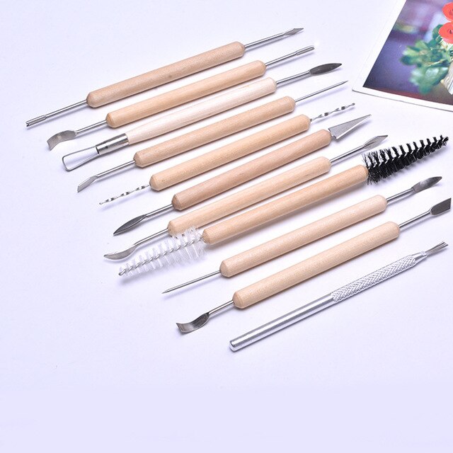 11Pcs Clay Sculpting Set Wax Aardewerk Carving Tool Aardewerk Keramiek Gereedschap Polymeer Shapers Houten Handvat Boetseerklei Gereedschap