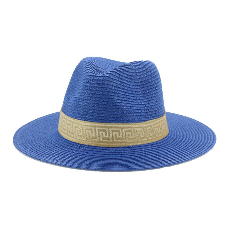 Cappelli per donna cappello a secchiello cappello estivo da donna cappello da sole solido cappelli di paglia fascia cappelli da spiaggia Casual per uomo cappello estivo Sombreros De Mujer: blue