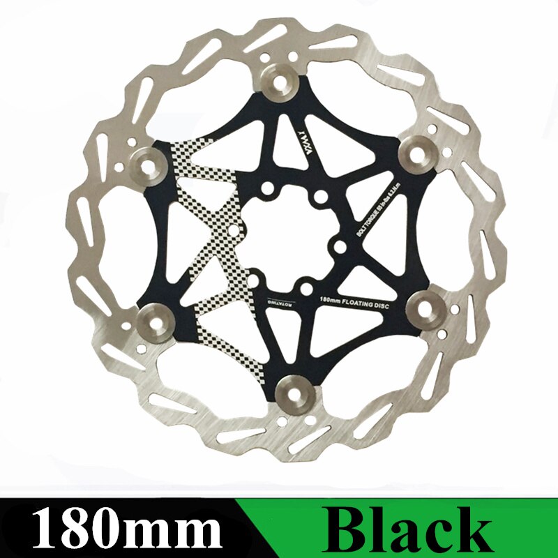 Rotor de freio hidráulico para bicicleta vxm, rotor de freio a disco flutuante, mtb, 160mm/180mm/203mm, liga de bicicleta peças de bicicleta de freio com rotores flutuantes de 6": VXM 180 Black