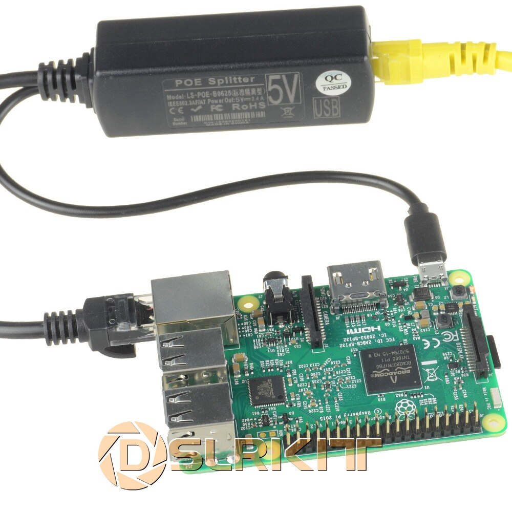 Dslrkit Actieve Poe Splitter Power Over Ethernet 48V Naar 5V 2.4A Micro Usb 4 Raspberry Pi (4 stuks)