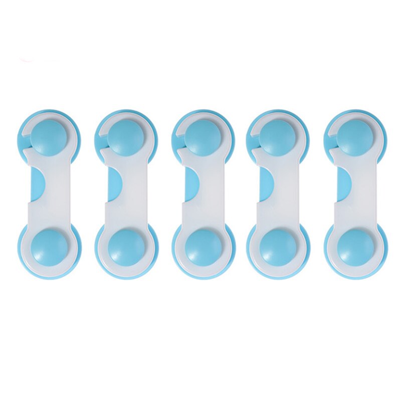 Cerraduras de seguridad para bebés, cerraduras de plástico para niños, cuidado de protección para refrigeradores, armario de seguridad, cajón, puerta, armario, 5 uds.: Azul