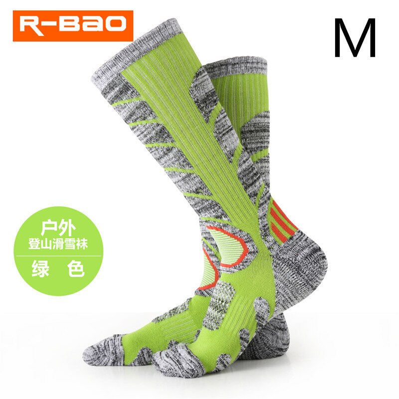 R-BAO Warme Lange Thermische Socken Alaska Männer Frauen Dicker Baumwolle Outdoor Sport Klettern Camping Wandern Schnee Ski Socke: green