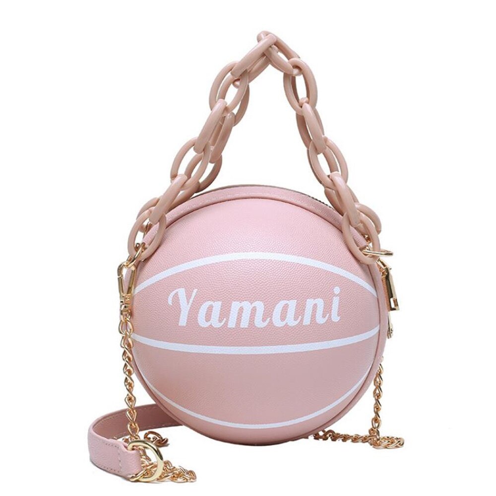 Round Handbags PU Leather Teenagers Women Zipper Shoulder Bag Football Basketball Shape Funny Messenger Bag: 2