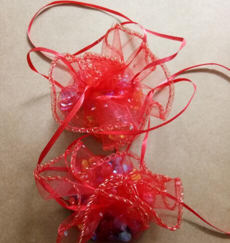 50pcs 26cm diameter gauze bag drawstring pouch wedding birthday Christmas candy bag display bag Round Organza bag: Red