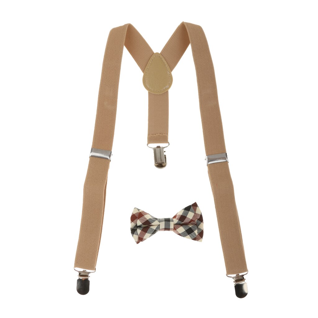 Kinderen jongens meisjes geruite stropdas verstelbare y-back bretels set voor broeken jeans shorts accessoire