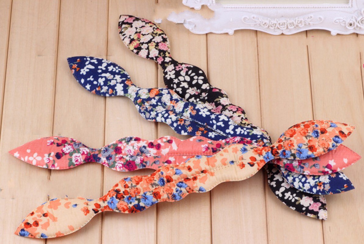 1PC Furling dziewczyna kwiatowe kropki usta styl Bunny uszy magiczna gąbka stylizacja włosów Bun Maker Twist zalotka włosów akcesoria
