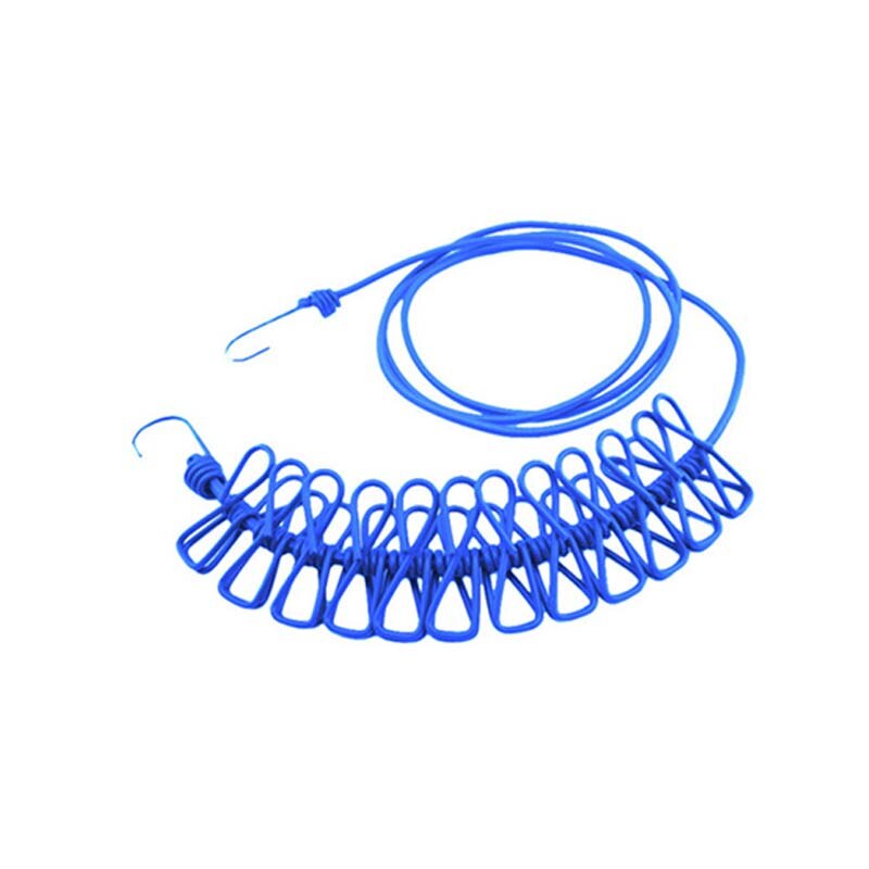 Portable Outdoor Clothesline Easy to Take Hanging Rope Windbreak Non-slip Clotheslin With 12 Clothespins Clothes Dryer: Blue