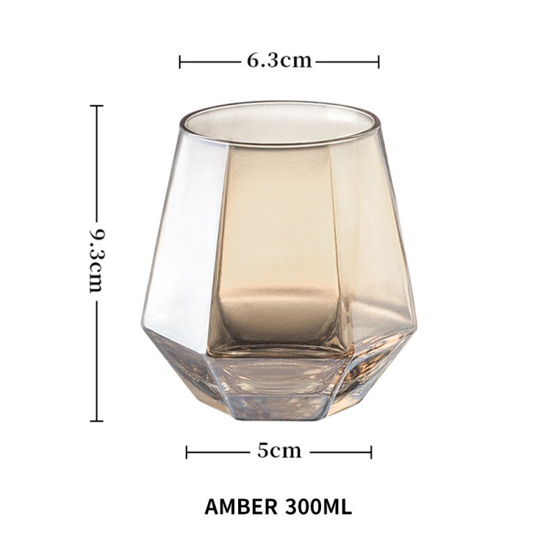 Geometri whiskyglas diamant krystalglas kop guld kant flaske gennemsigtig kaffe mælk te krus hjem bar drinkware glas kop: C