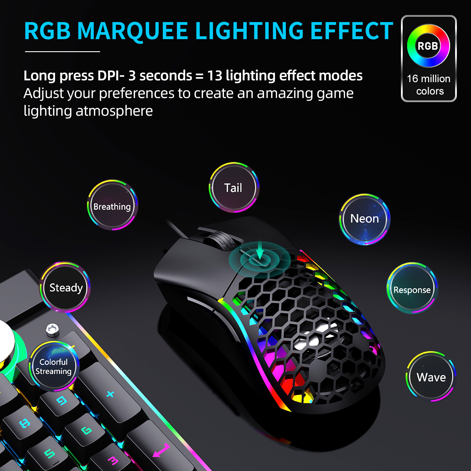 Wired Gaming Mouse RGB Computer mice Gaming Gamer Ergonomic Mouse 6 Button 12000DPI Replaceable housing Silent Game Mice For PC